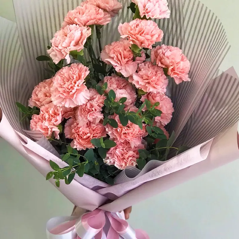 Букет из 5 гвоздик розового цвета